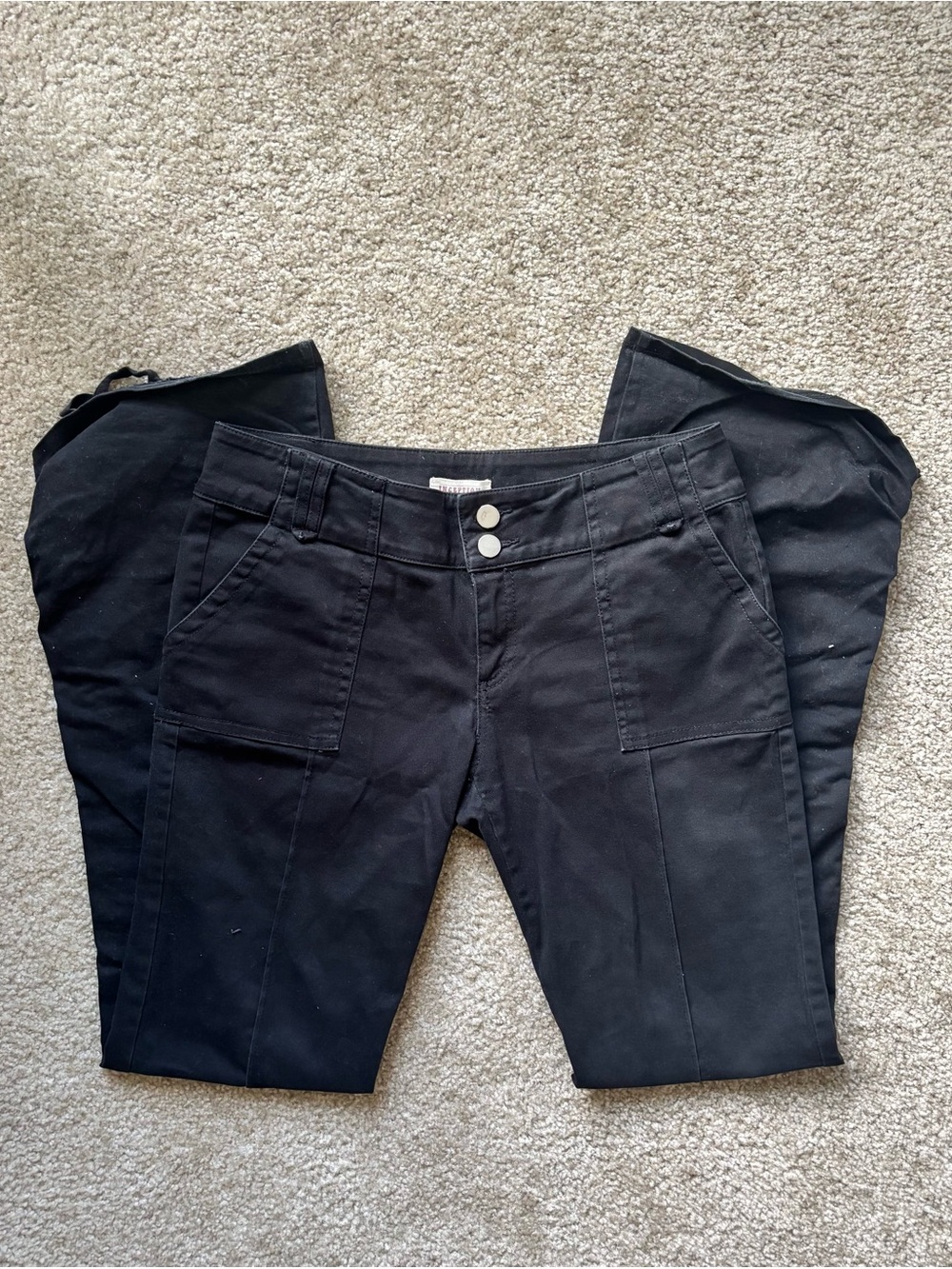 black low rise flare pants